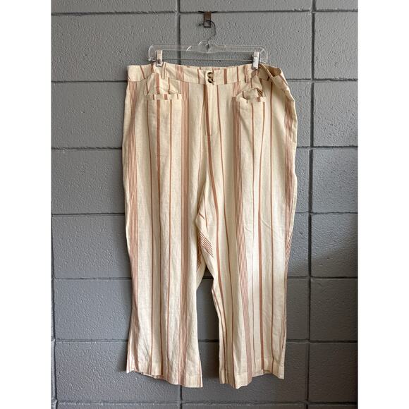 Women's Modcloth Plus Size New Opportunity Striped Linen Blend size 18 Twee Boho - Picture 2 of 5